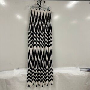 Magic Dress 1X Black White Chevron Maxi Dress | Strapless Smocked Boho Resort